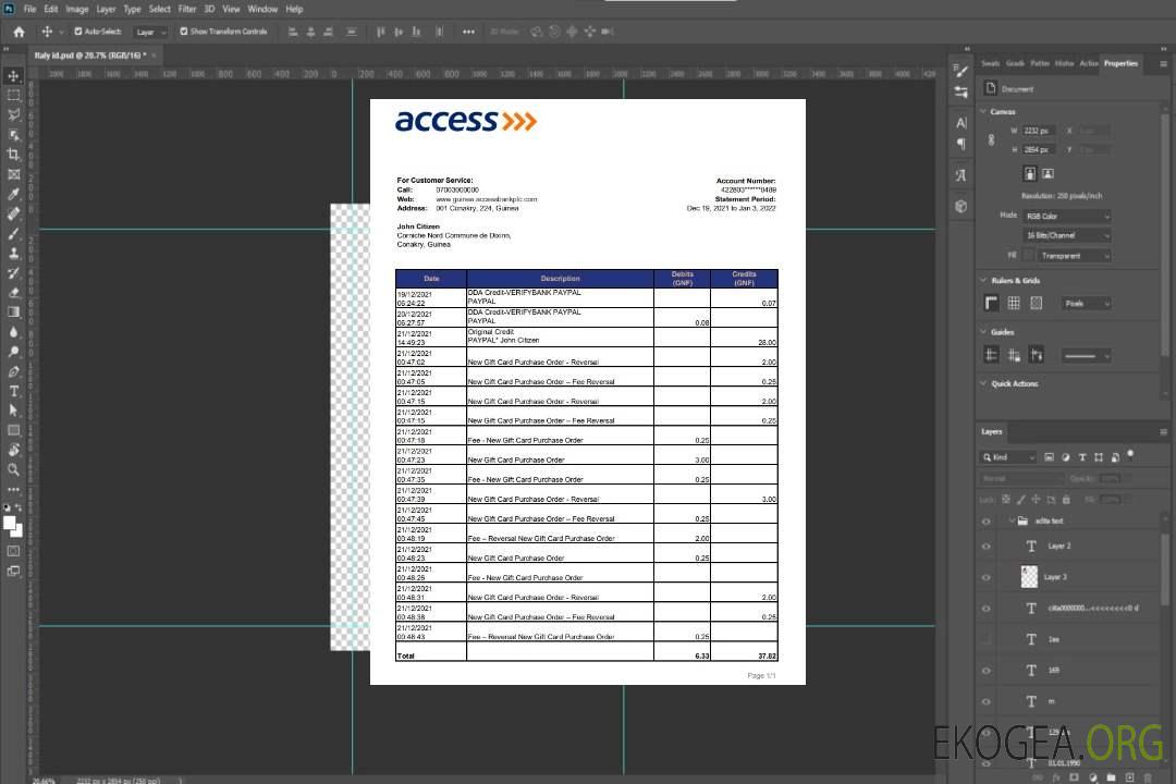 Relevé bancaire Guinée Access template Relevé bancaire Guinée Access template